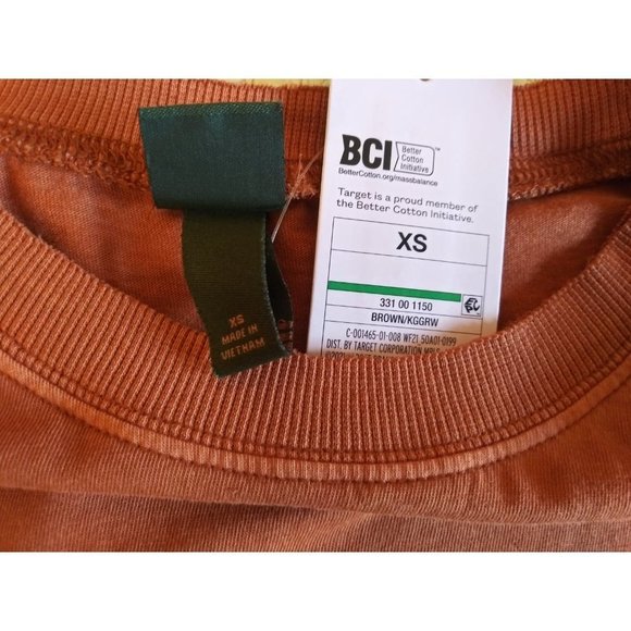 𝅺nwt Wild Fable Rust Roll Tab Sleeve Cropped T-shirt XS‎ - Picture 4 of 11